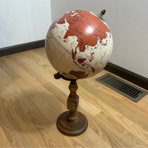 Wooden Paper Globe Stand Office Decor Map Wedding Decoration Travel Theme - Picture 5 of 6